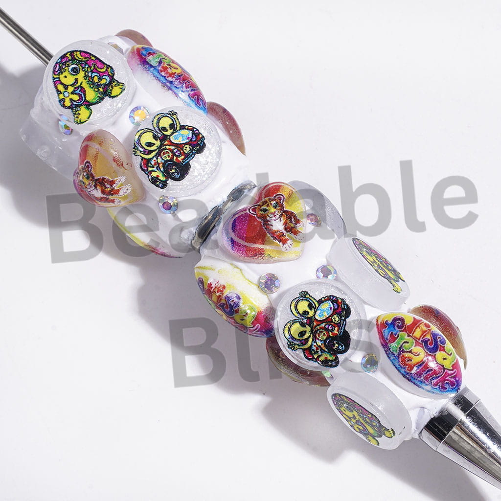 Beadable Clay Pens with Brightly Colored Animal Series, AB Rhinestones