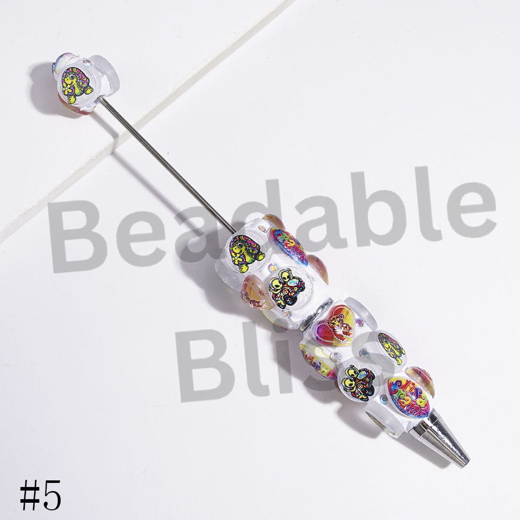 Beadable Clay Pens with Brightly Colored Animal Series, AB Rhinestones