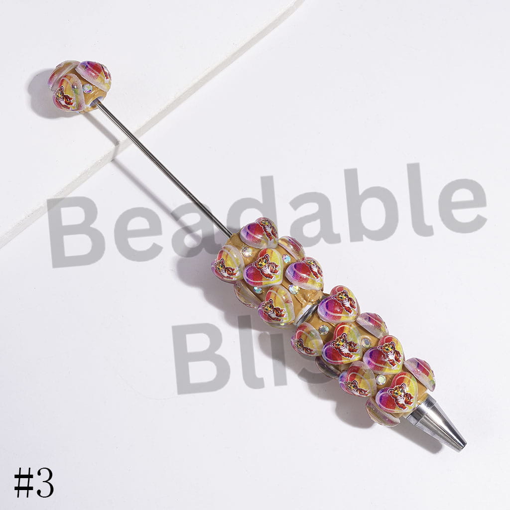 Beadable Clay Pens with Brightly Colored Animal Series, AB Rhinestones