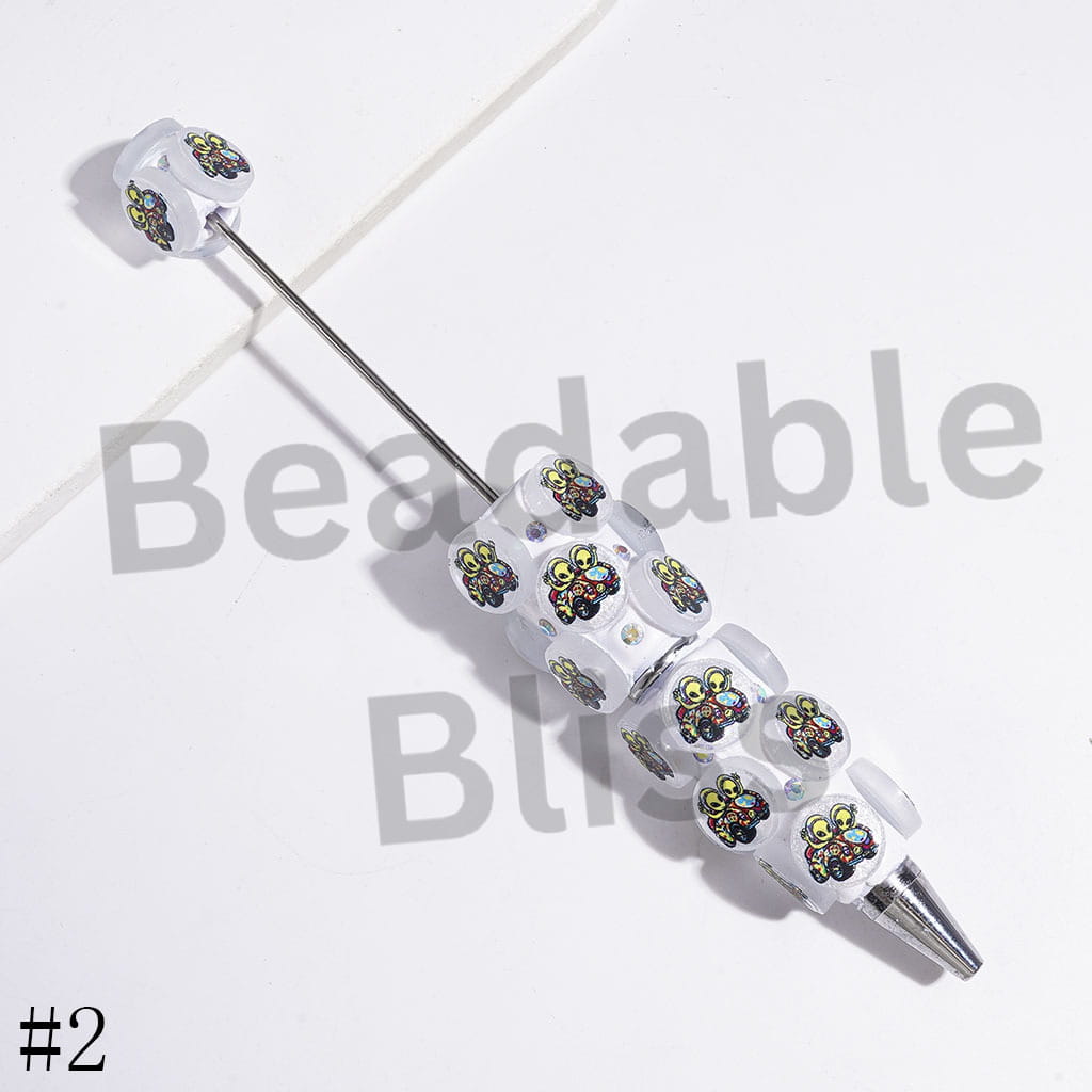 Beadable Clay Pens with Brightly Colored Animal Series, AB Rhinestones