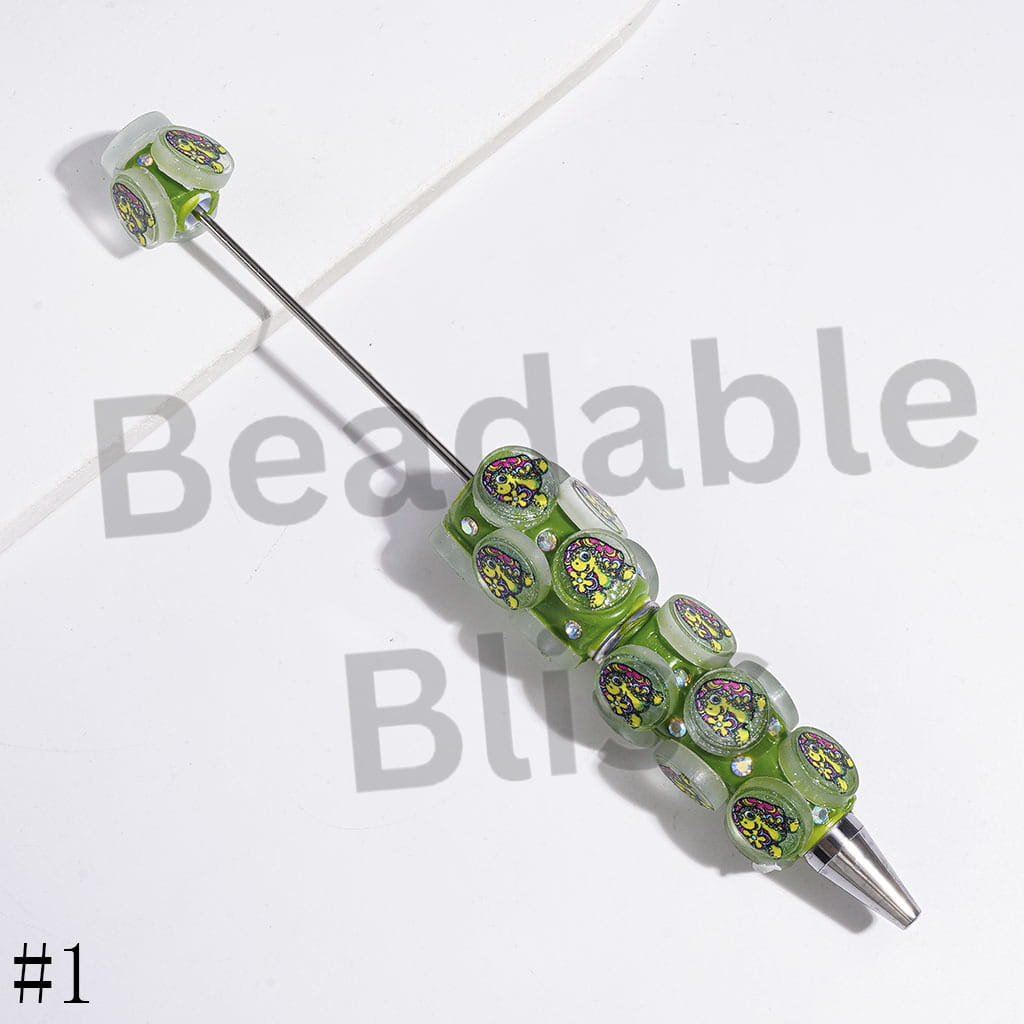 Beadable Clay Pens with Brightly Colored Animal Series, AB Rhinestones