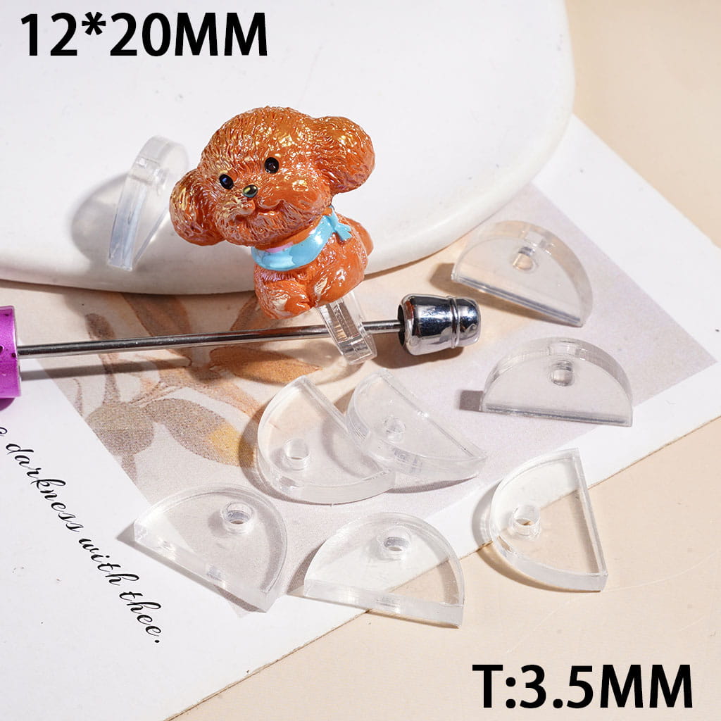 Clear Acrylic Attachment with Flat Back for Beadable Pens, 12*20MM, Thickness 3.5CM  (Do Not Include Dog)