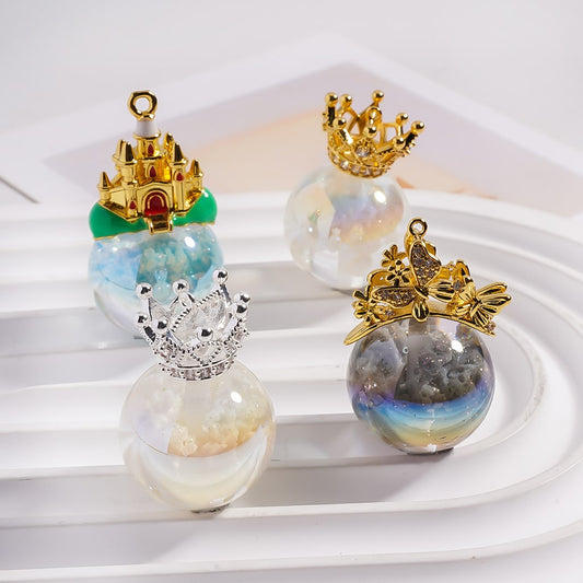 Alloy Crown and Castle Shape Charms, Jewelry Accessories, Gold and Silver, Random Mix