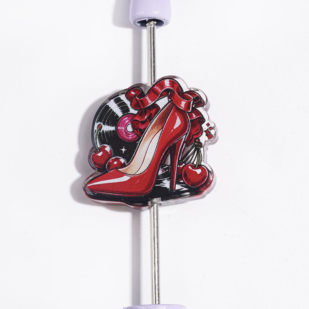 Semi-Clear Acrylic Beads High-Heel Shoes in Diverse Style, Random Mix