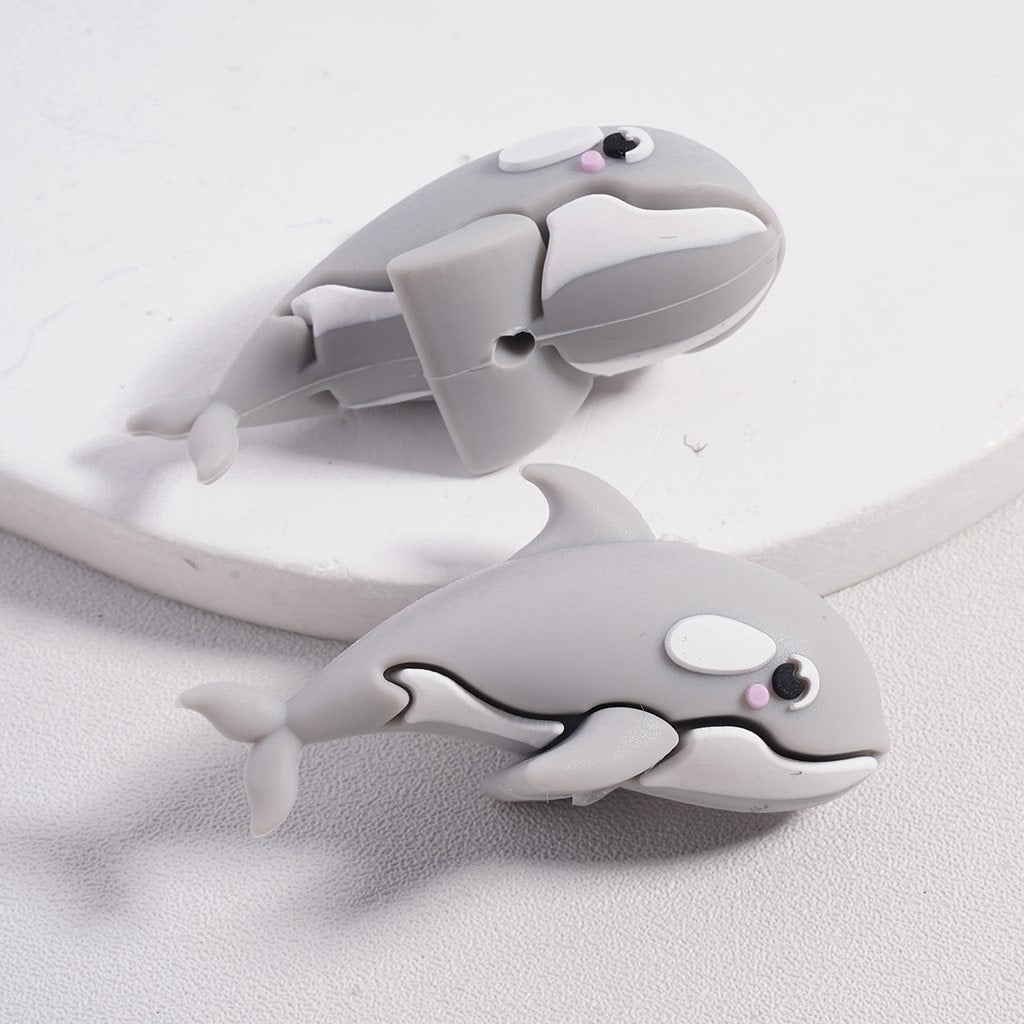 3D Multi-Color Cute Dolphins Silicone Focal Beads