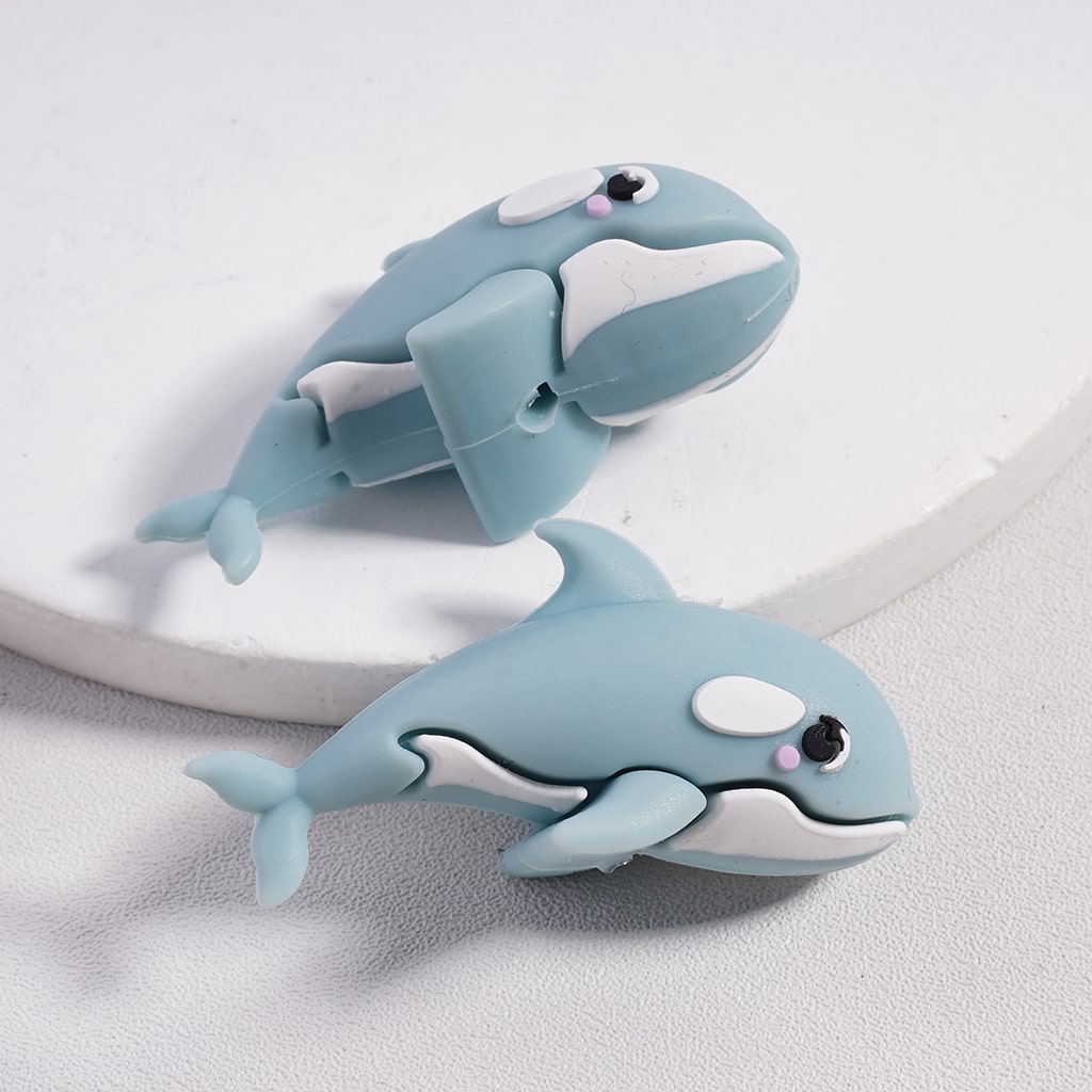 3D Multi-Color Cute Dolphins Silicone Focal Beads