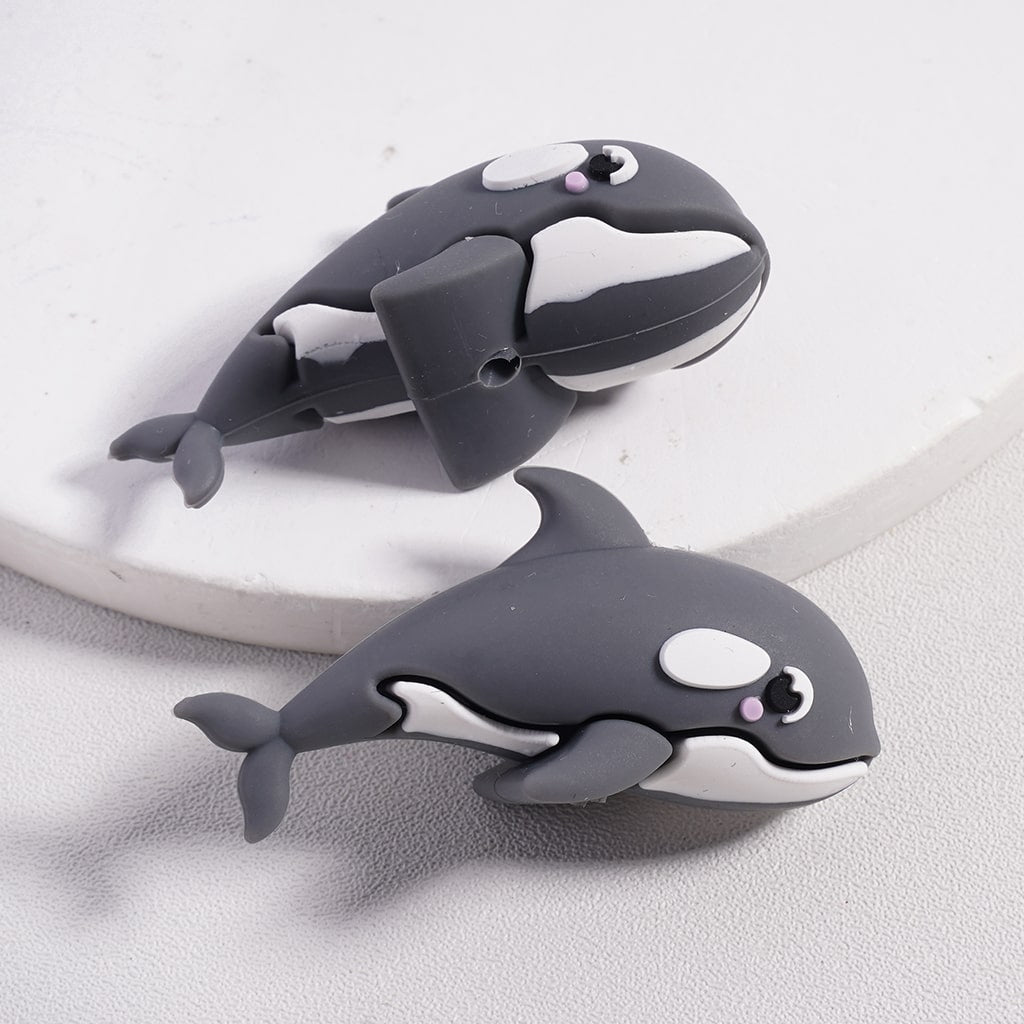 3D Multi-Color Cute Dolphins Silicone Focal Beads