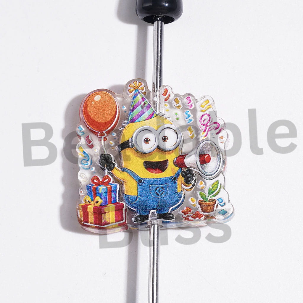Friendly Yellow Banana Character in Diverse Style Acrylic Beads, Semi-Clear, Random Mix