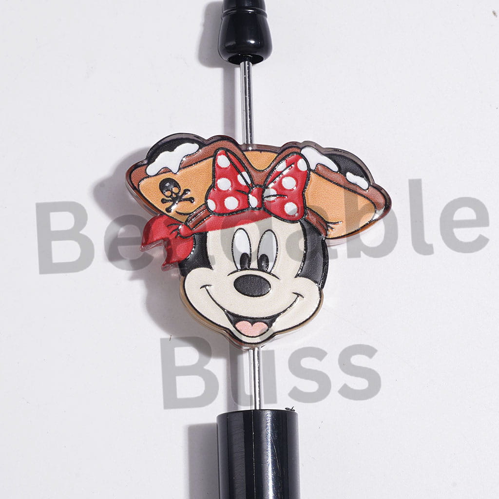 Classic Animation Animal Characters with Skull and Pirate Hat Acrylic Beads, Semi-Clear, Random Mix