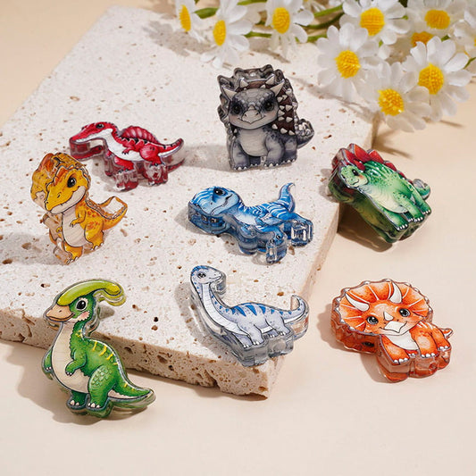Acrylic Beads Vivid Dinosaur Series, Clear, Random Mix
