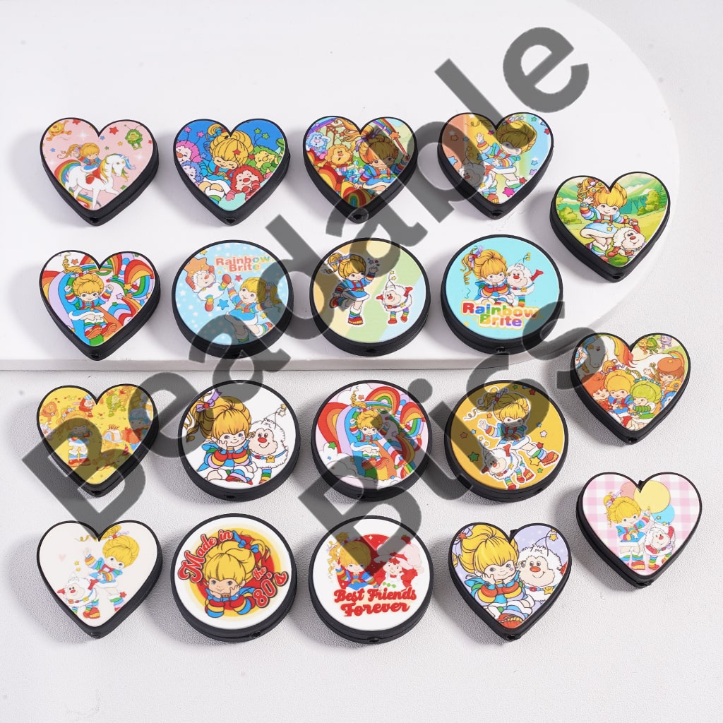 Silicone Focal Beads Rainbow Fairy in Various Designs & Shapes, Random Mix