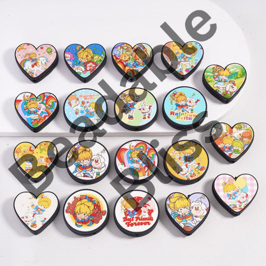 Silicone Focal Beads Rainbow Fairy in Various Designs & Shapes, Random Mix