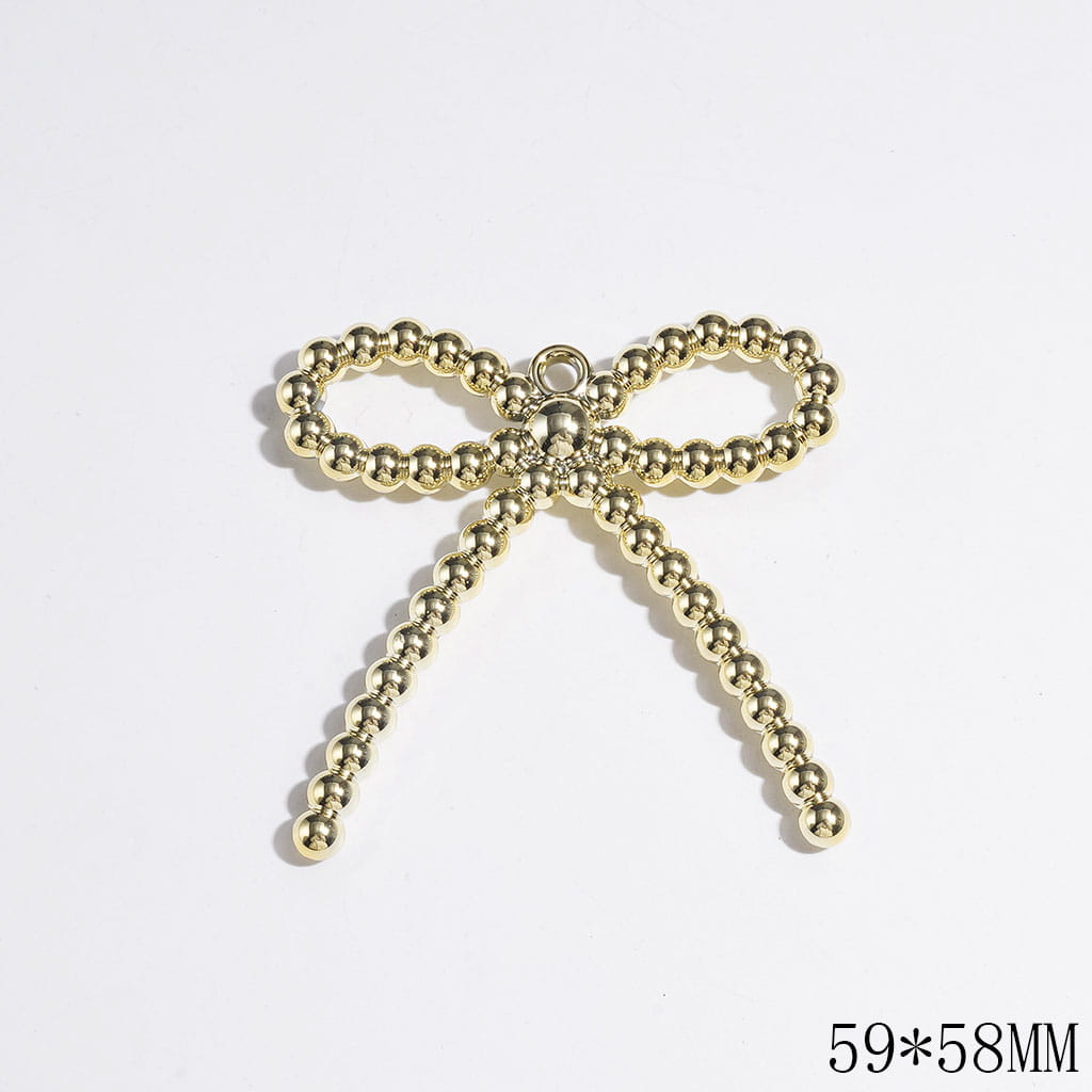 Large Bowtie Acrylic for DIY Charms Pendants, 59*58MM, Gold and Silver
