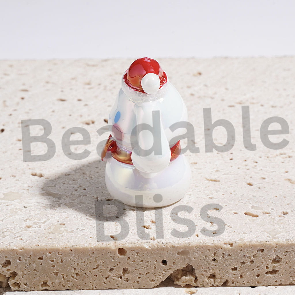 UV Finish Acrylic Beads Big-Eared Dog Characters in Christmas Theme, Random Mix