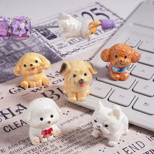 Acrylic Beads UV Coating Dog Puppies in Various Series, Random Mix