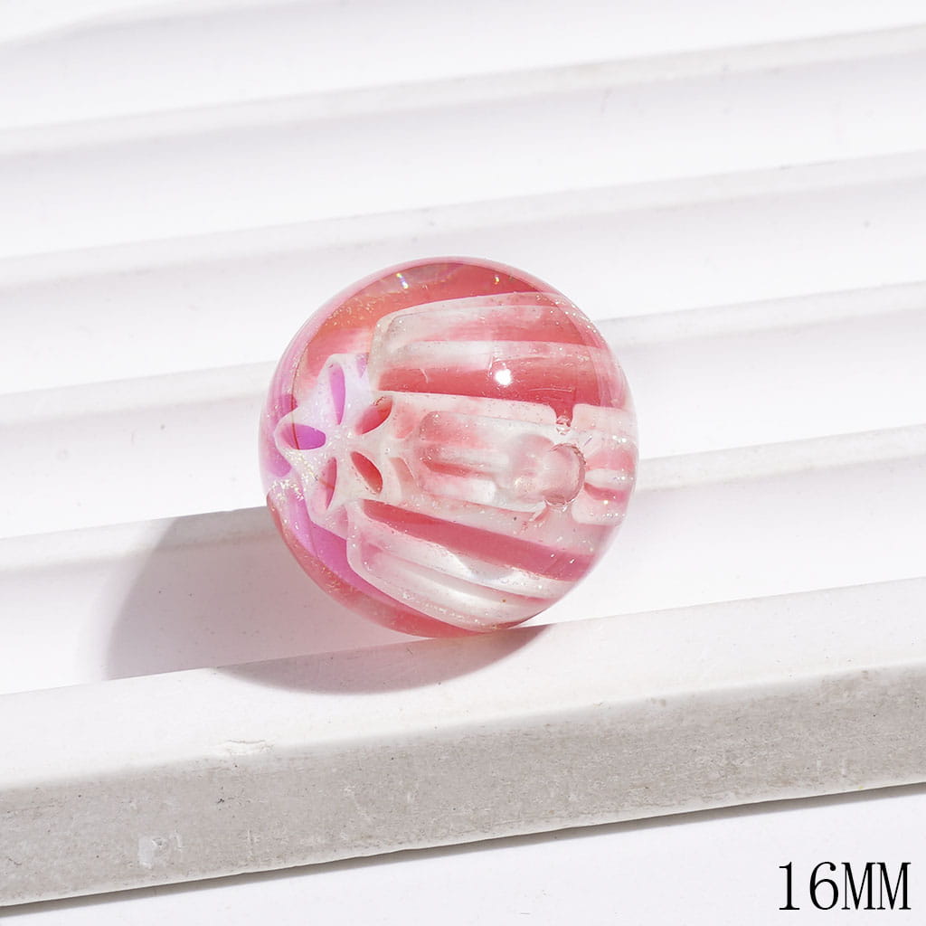 UV Coating Acrylic Beads for Bracelets with Snowflake and Glitter, 16MM, Multi-Color, Random Mix