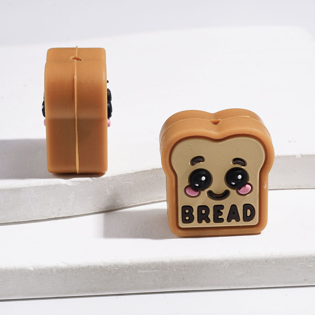 3D Cute Food Theme Silicone Focal Beads, Salted Butter and Tomato and Bread and Potato