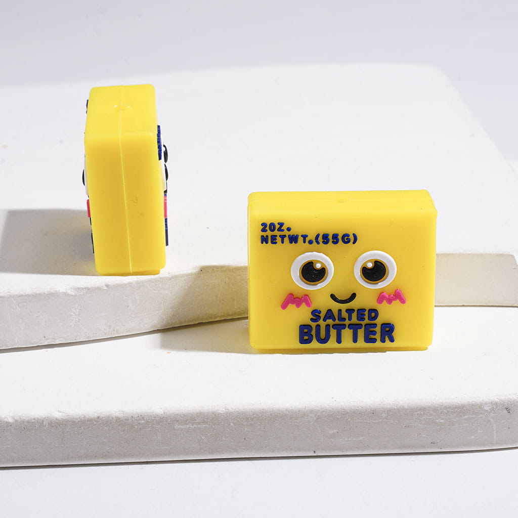 3D Cute Food Theme Silicone Focal Beads, Salted Butter and Tomato and Bread and Potato