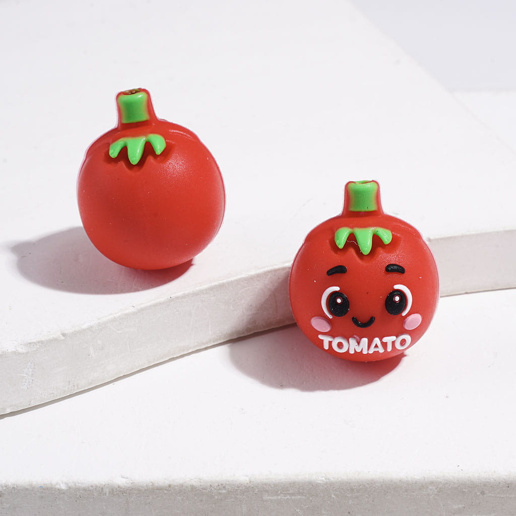 3D Cute Food Theme Silicone Focal Beads, Salted Butter and Tomato and Bread and Potato