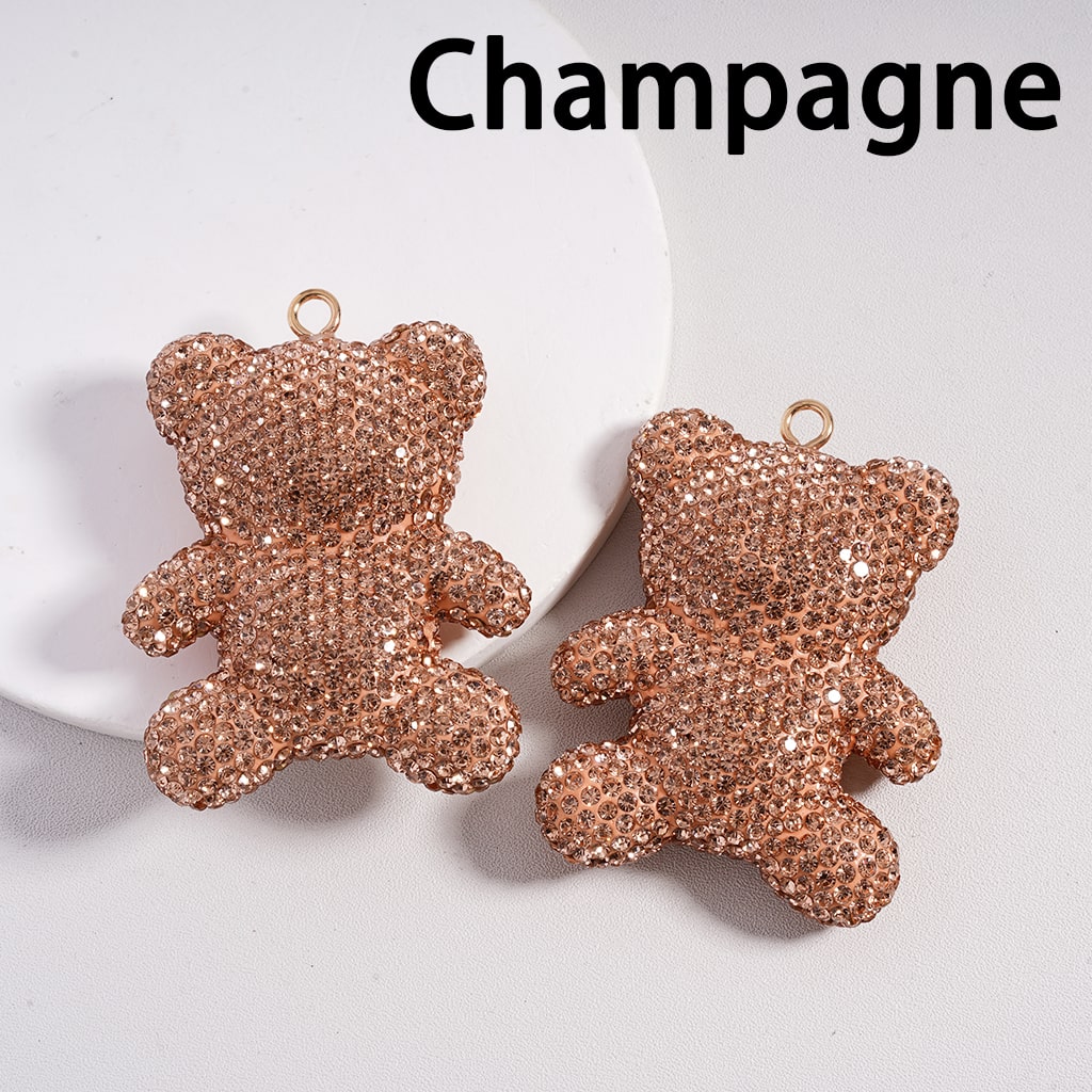 Clay Keychain Pendant, Large-Sized Bear, Jewelry Accessories w Rhinestones , Multi-Color, 46*61MM