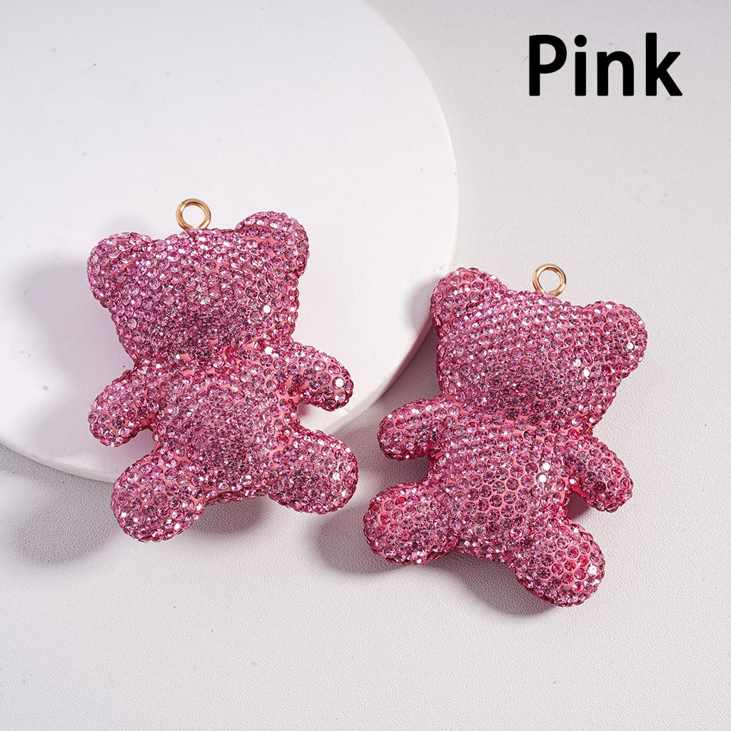 Clay Keychain Pendant, Large-Sized Bear, Jewelry Accessories w Rhinestones , Multi-Color, 46*61MM