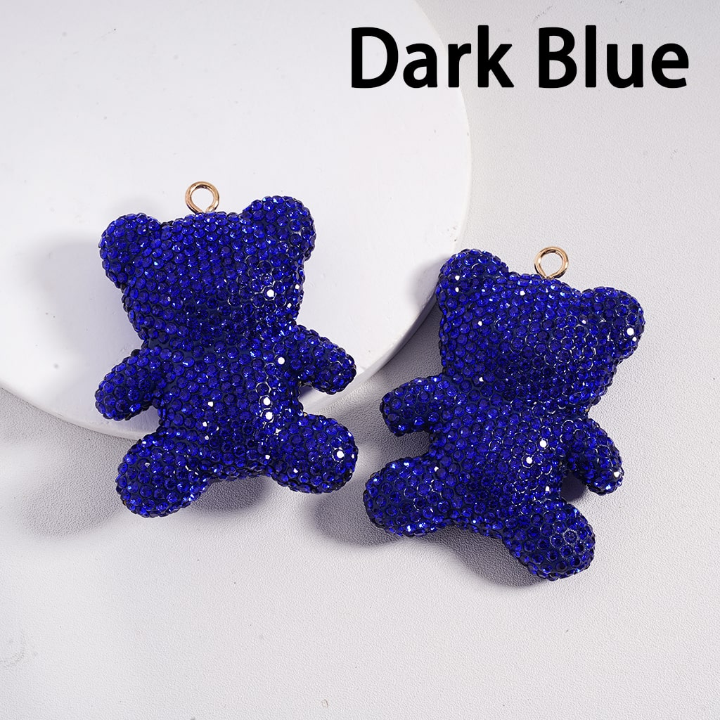 Clay Keychain Pendant, Large-Sized Bear, Jewelry Accessories w Rhinestones , Multi-Color, 46*61MM