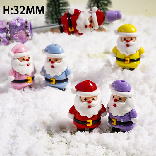 Soft PVC Rubber Beads Santa Claus Christmas, Multi-Color, Random Mix, Height 32MM