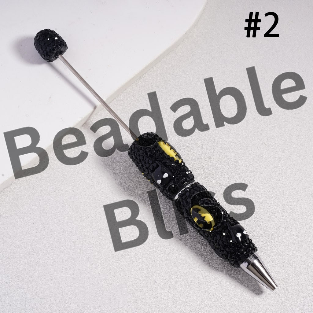 Beadable Clay Pens Strong Character Series with Black & AB Rhinestones, Random Mix