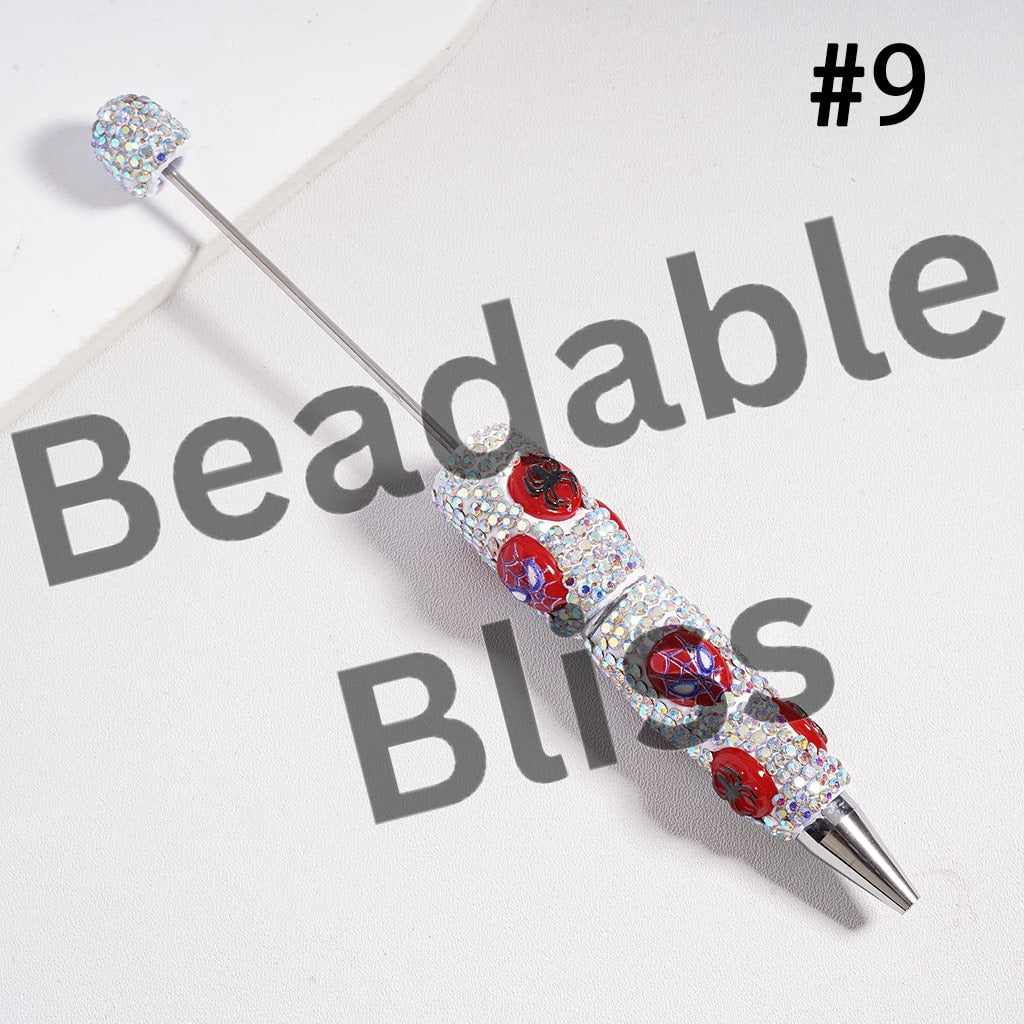 Beadable Clay Pens Strong Character Series with Black & AB Rhinestones, Random Mix