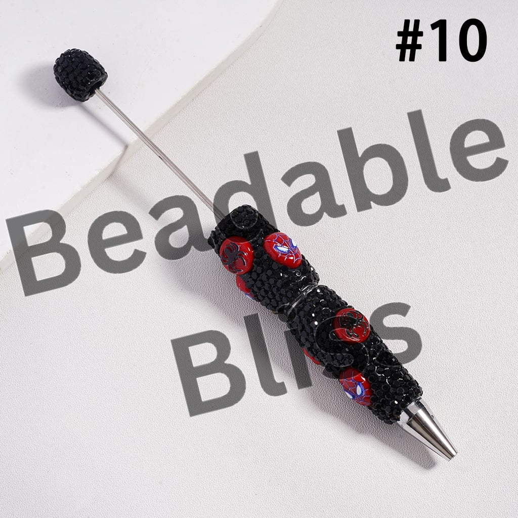 Beadable Clay Pens Strong Character Series with Black & AB Rhinestones, Random Mix