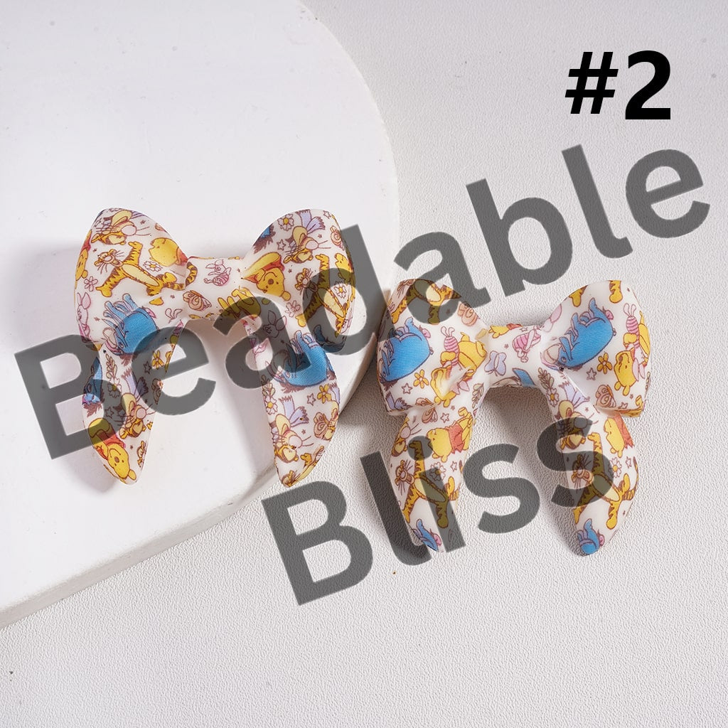 Silicone Focal Beads 3D Bowtie Shape in Various Prints and Styles