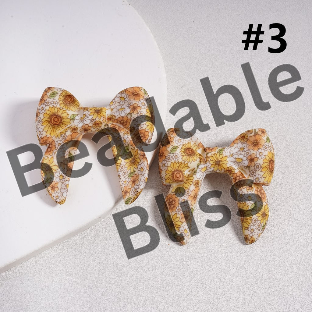 Silicone Focal Beads 3D Bowtie Shape in Various Prints and Styles