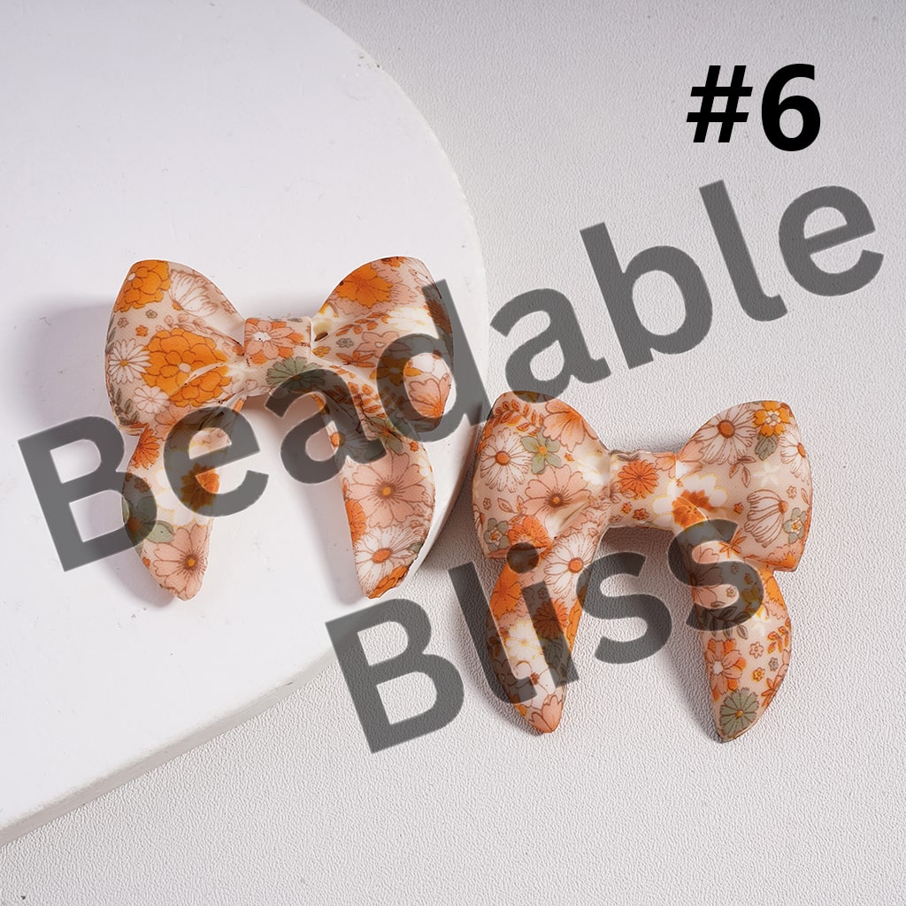 Silicone Focal Beads 3D Bowtie Shape in Various Prints and Styles