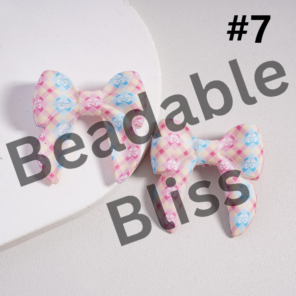 Silicone Focal Beads 3D Bowtie Shape in Various Prints and Styles