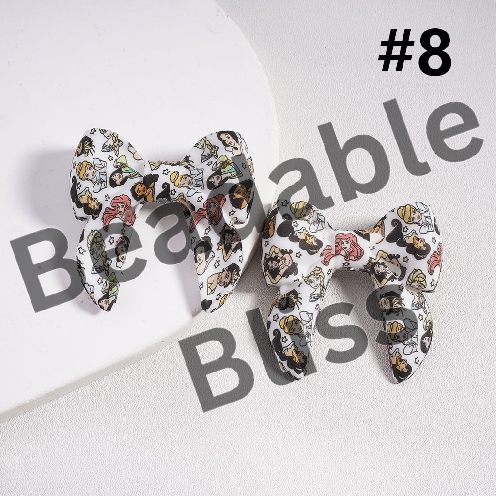 Silicone Focal Beads 3D Bowtie Shape in Various Prints and Styles