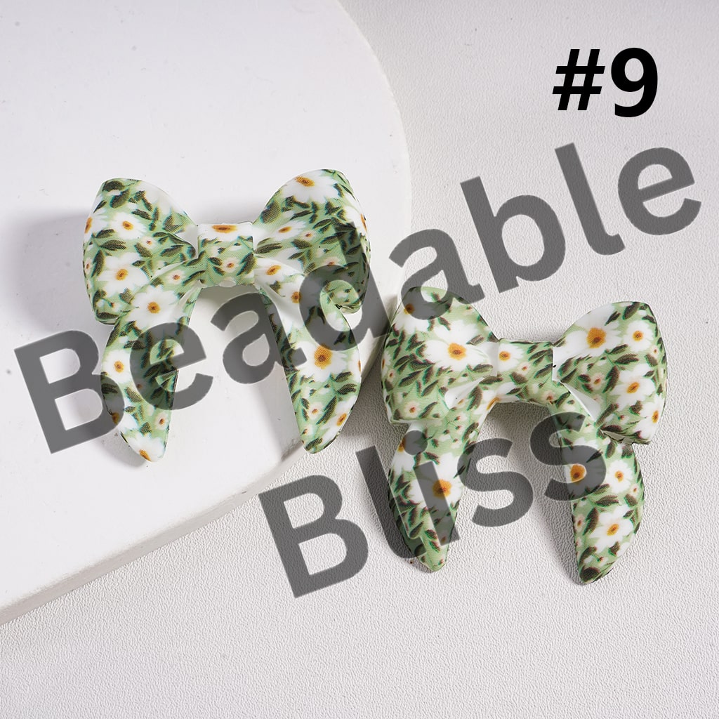 Silicone Focal Beads 3D Bowtie Shape in Various Prints and Styles
