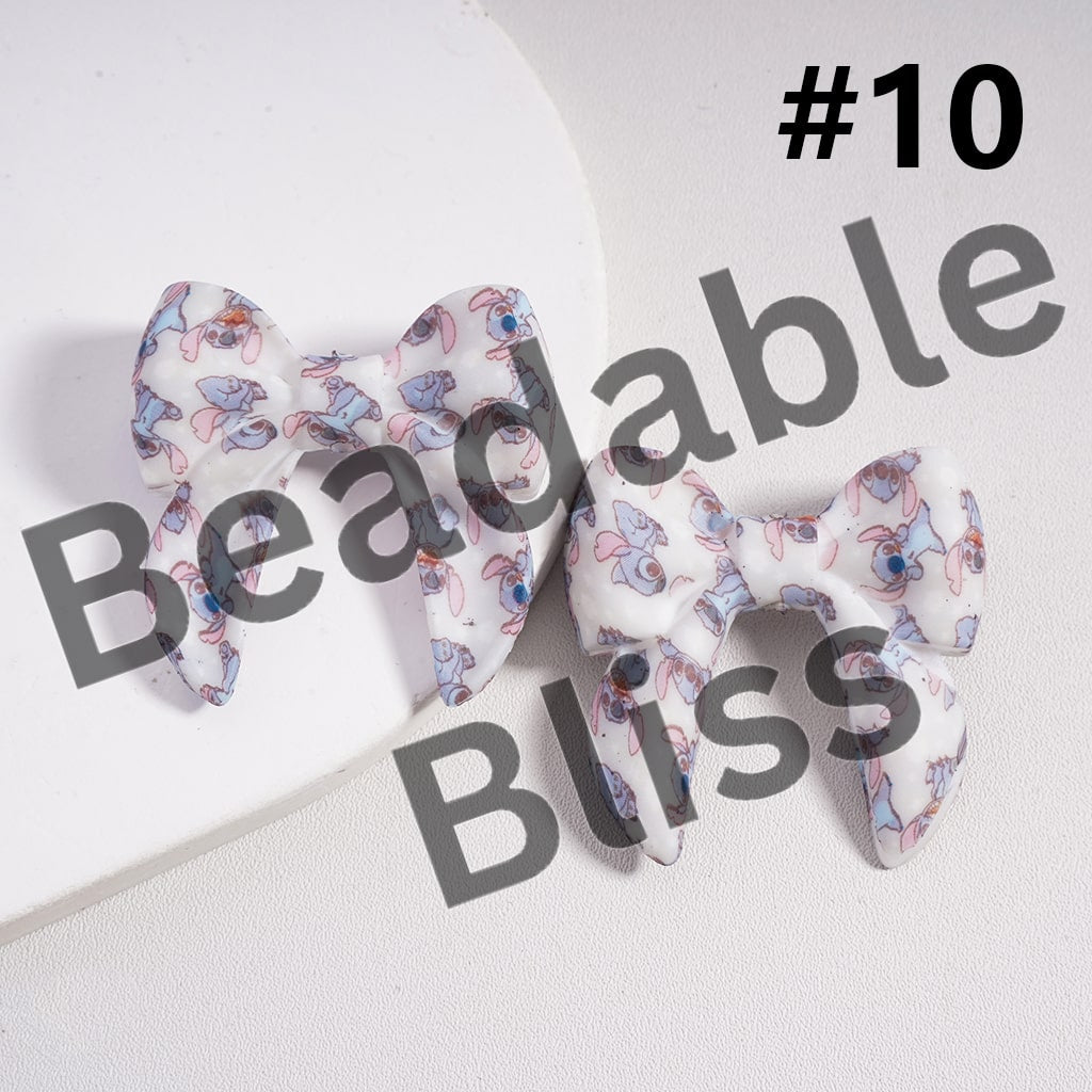 Silicone Focal Beads 3D Bowtie Shape in Various Prints and Styles