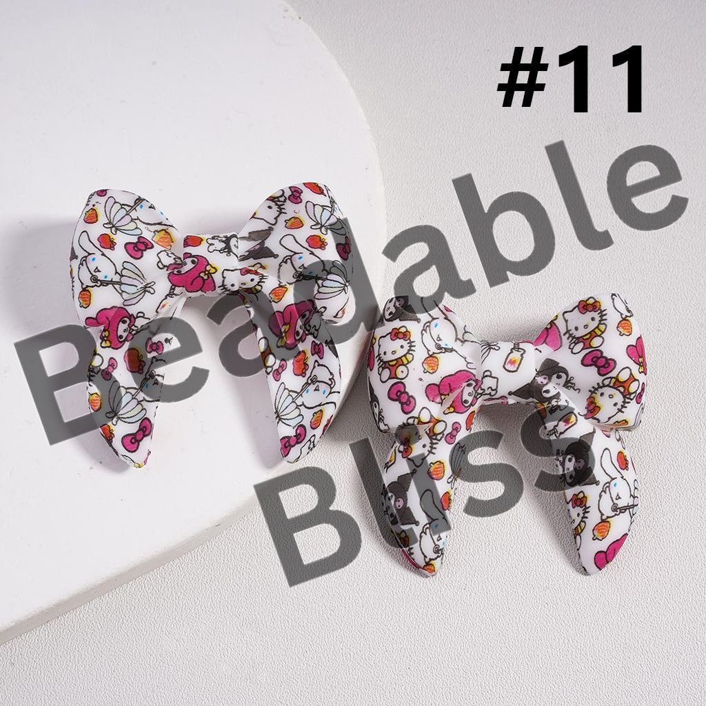 Silicone Focal Beads 3D Bowtie Shape in Various Prints and Styles