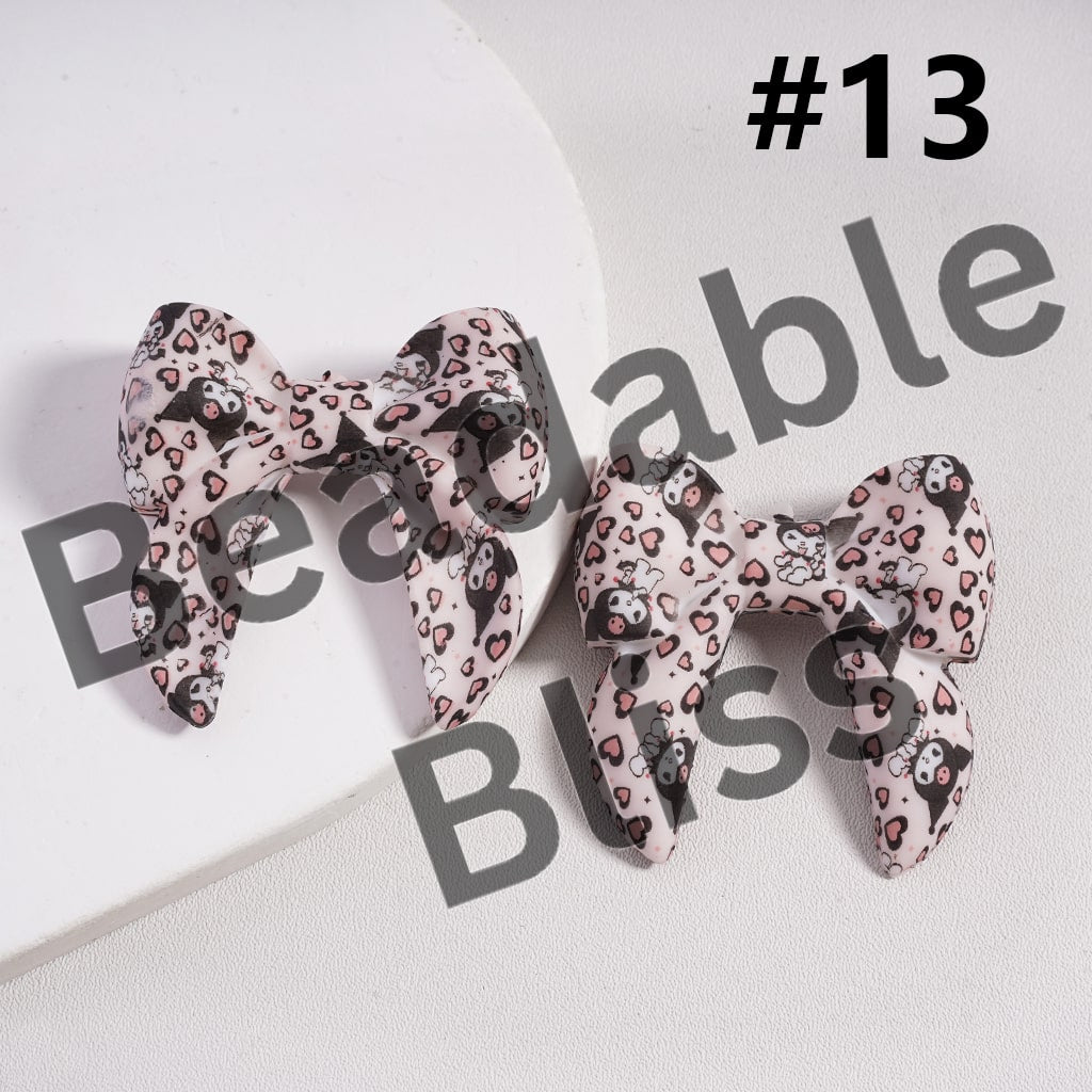 Silicone Focal Beads 3D Bowtie Shape in Various Prints and Styles