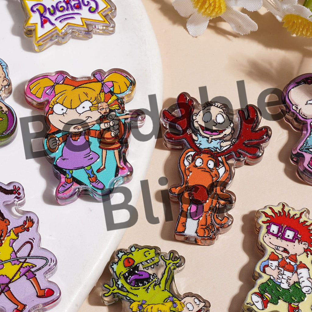Acrylic Beads Naughty Kids Characters Series, Semi-Clear, Random Mix