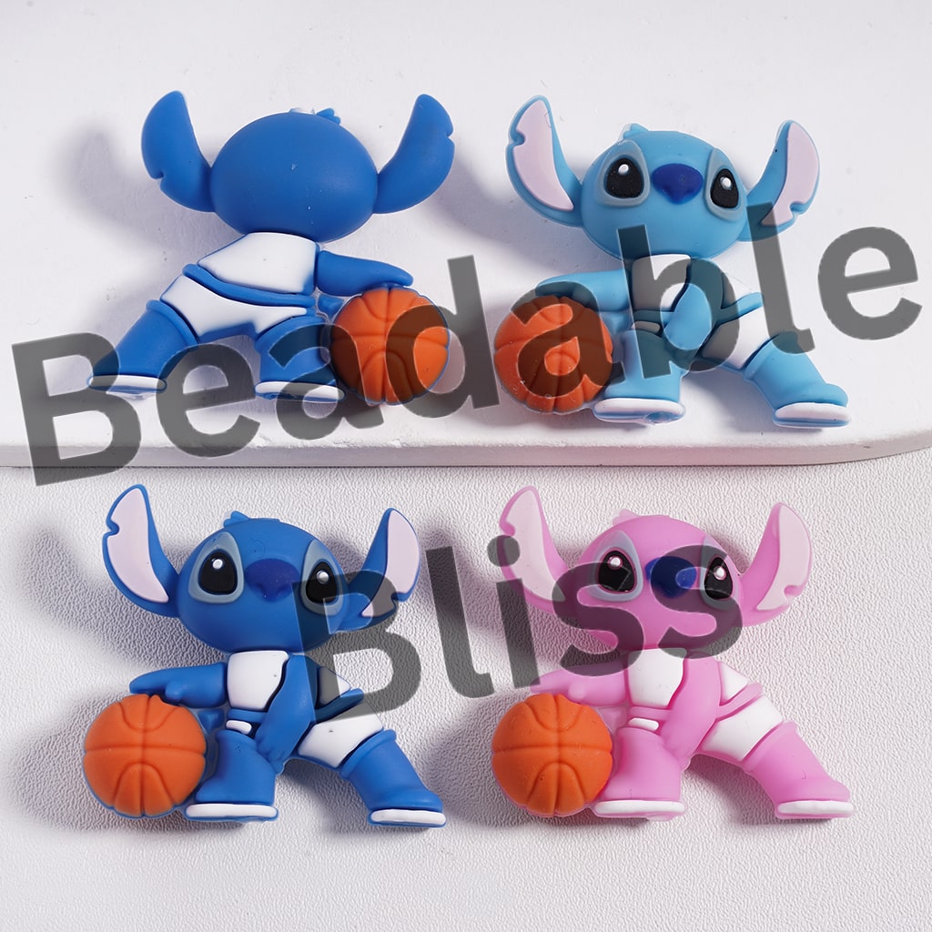 Silicone Focal Beads 3D Cute Blue Pink Stic Ange Play Basketball