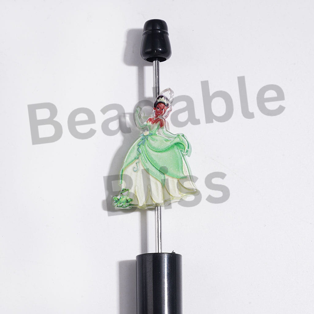Beautiful Princess and Frog Prince Characters Series Acrylic Beads, Semi-Clear, Random Mix