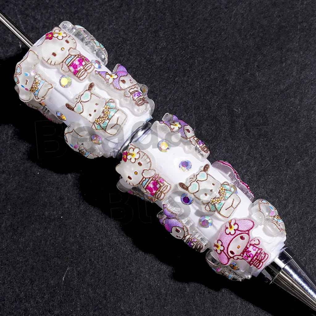 Adorable Dog Cat Girl Characters Trim Series and AB Rhinestones Beadable Clay Pens