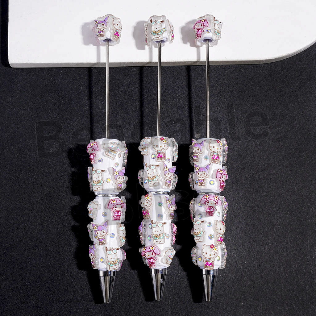 Adorable Dog Cat Girl Characters Trim Series and AB Rhinestones Beadable Clay Pens
