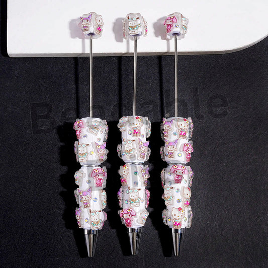 Adorable Dog Cat Girl Characters Trim Series and AB Rhinestones Beadable Clay Pens