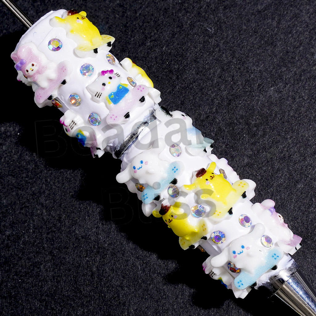 Adorable Cartoon Characters Riding Skateboarding Series and AB Rhinestones Beadable Clay Pens