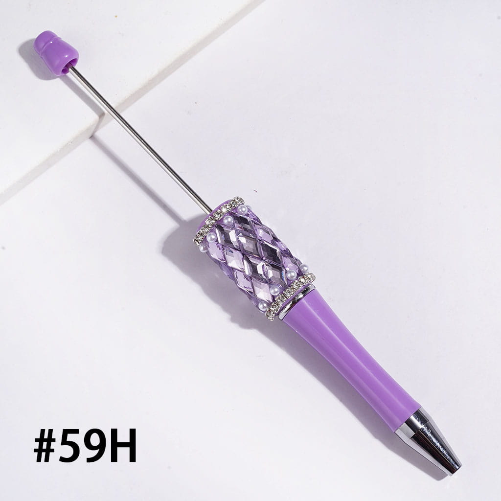 Handmade Beadable Pens with Diamond Shaped Rhinestones and White Pearls, Clear Rhinestone Chains, Multi-Color