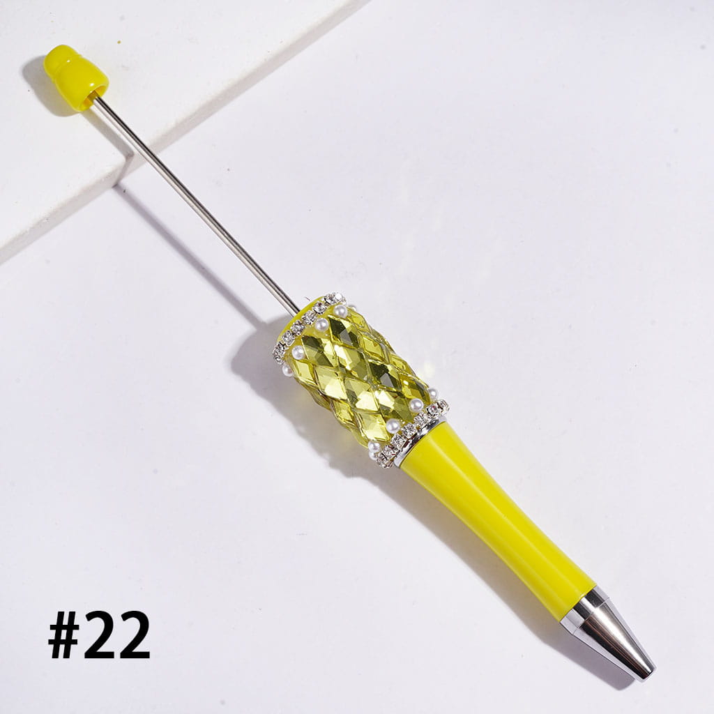 Handmade Beadable Pens with Diamond Shaped Rhinestones and White Pearls, Clear Rhinestone Chains, Multi-Color