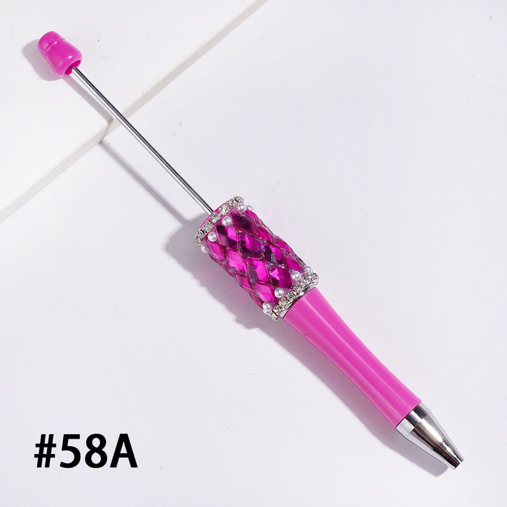 Handmade Beadable Pens with Diamond Shaped Rhinestones and White Pearls, Clear Rhinestone Chains, Multi-Color
