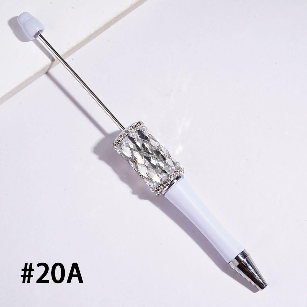 Handmade Beadable Pens with Diamond Shaped Rhinestones and White Pearls, Clear Rhinestone Chains, Multi-Color